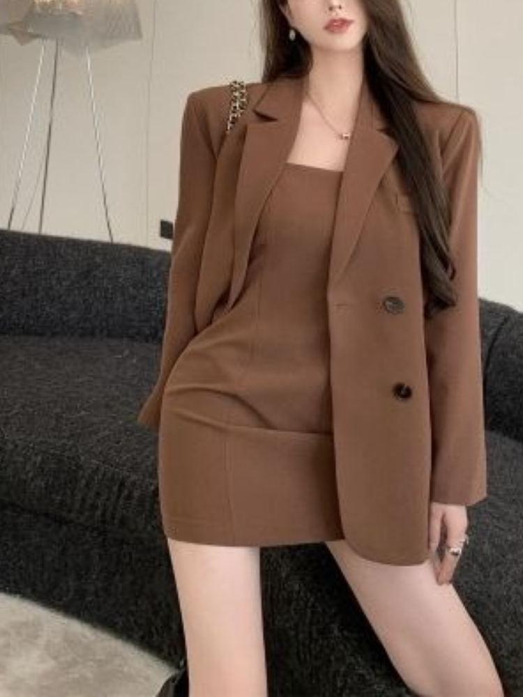 Winter Clothing Pk - Осень-зима Коричневый Элегантный комплект из 2