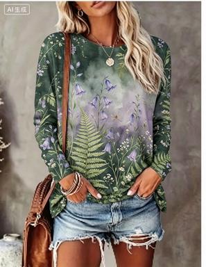 Winter Clothing For Women - Женская футболка с длинным рукавом, градиентным