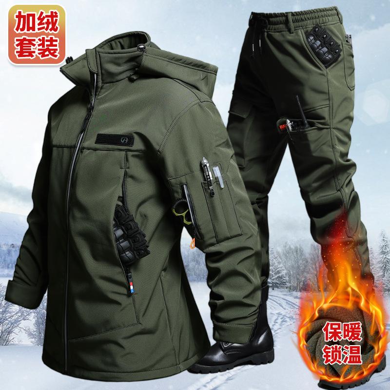 Winter Clothing Hiking - Осенне-зимний бархатный водонепроницаемый тактический комплект из
